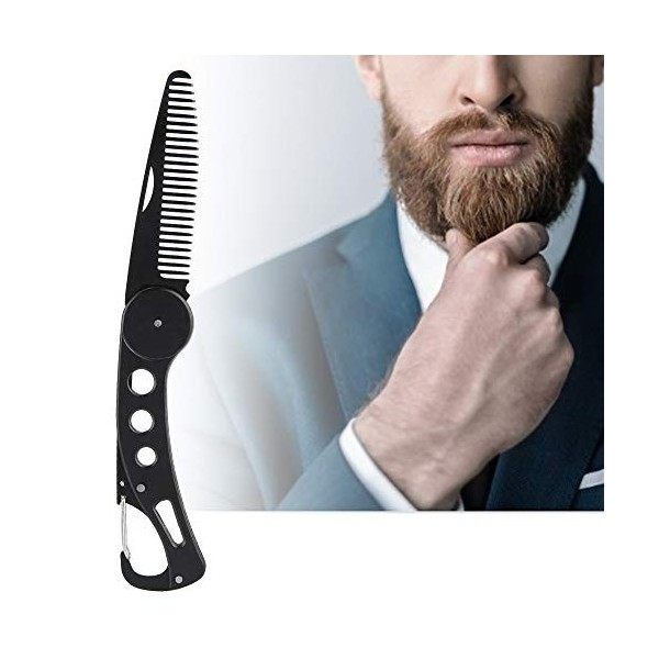 En acier inoxydable pliable barbe peigne hommes moustache pliante style coiffants peignes portable antistatique parfait pour 