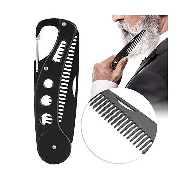 Peigne à barbe - Peigne à barbe pliable en acier inoxydable pour hommes, peigne à barbe portable pour cheveux, barbe et moust