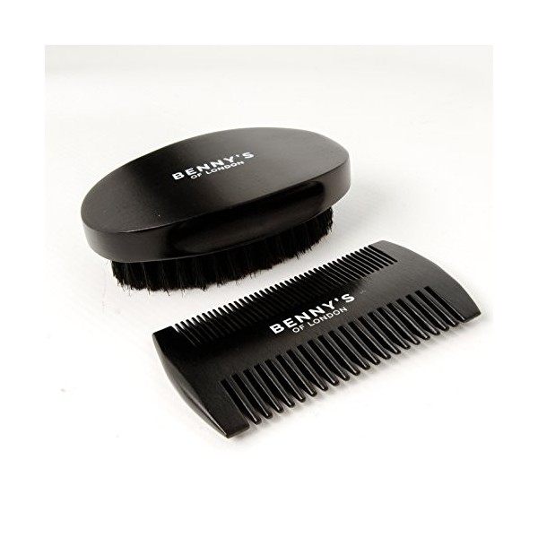 BENNYs Brosse et Peigne à Barbe - Cadeau | Ensemble brosse et peigne à barbe pour homme, brosse en poils de sanglier et peig