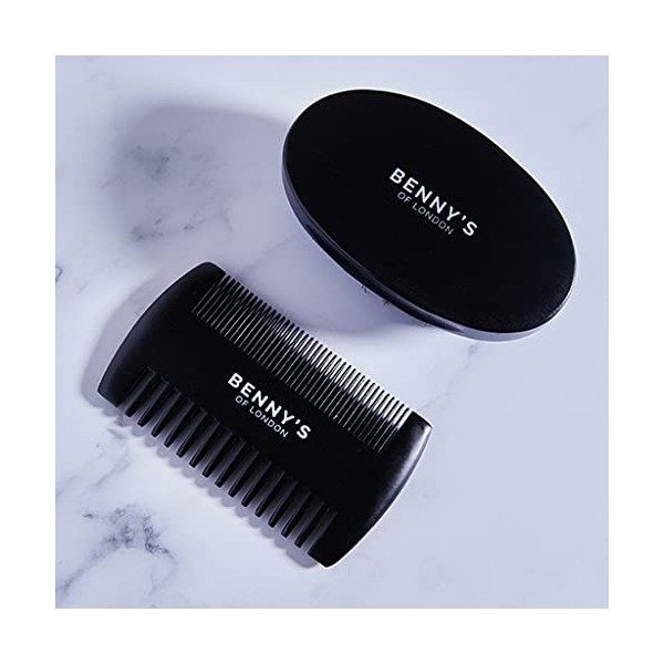 BENNYs Brosse et Peigne à Barbe - Cadeau | Ensemble brosse et peigne à barbe pour homme, brosse en poils de sanglier et peig