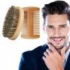 Peigne À Barbe Et Brosse À Barbe Pour Homme - Brosse A Barbe Poil De Sanglier Naturel, Ensemble Brosse et Peigne à Barbe, Bar