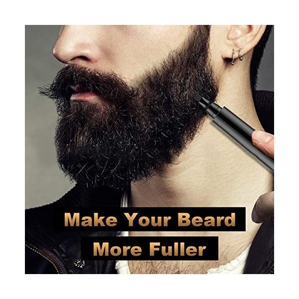 Remplisseur de Stylo à Barbe, Remplisseur de Crayon à Barbe pour Hommes Fourche à 4 Pointes Résistant à la Sueur Couverture L