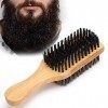 ZJchao Brosse à barbe en bois naturel double face extra doux crinière de cheval professionnelle pour soin quotidien de la bar