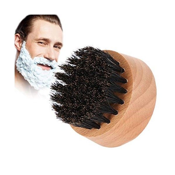 Barbe Brosse Homme Mini Peigne Moustache Poils de Sanglier Poignée en Bois Naturel Kit de Coiffage pour Huile et Baume de Bar