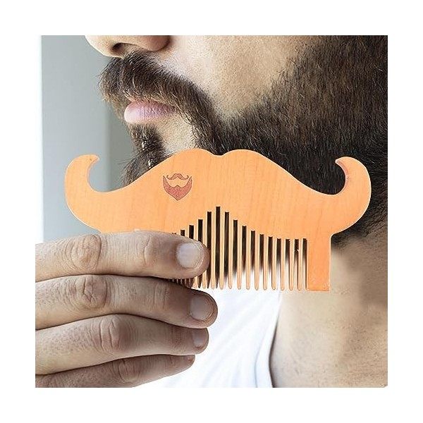 Peigne en bois dents à barbe pour moustache cheveux homme coiffure