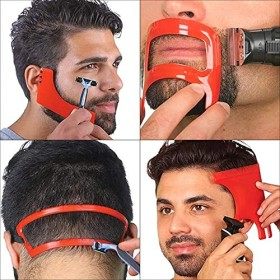 Linkidea Lot de 4 outils de façonnage de la barbe pour homme - Outil de coupe de barbe pour ligne de cheveux, décolleté et ba