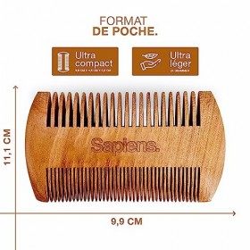 Peigne à Barbe Sapiens Barber Shop - Bois de Poirier Ultra Léger - Peigne Barbe Antistatique à Double Espacement pour l’Entre