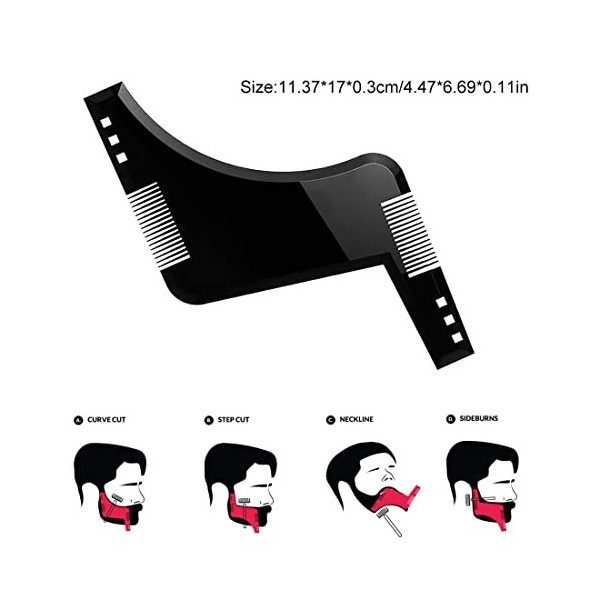 2 pièces Peigne barbe homme, Beard Shaping Template Tool & Comb, Pe