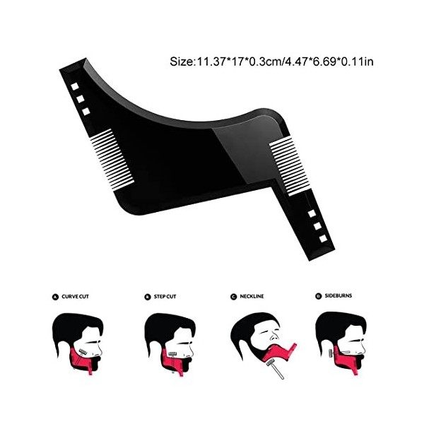 Peigne barbe homme, 2 pièces Beard Shaping Template Tool & Comb, Peigne Sculptant Barbe Taillee Et Entretenue, Barber Tools P