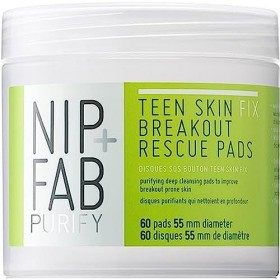 Nip + Fab Teen Skin Fix Zero Breakout Rescue Pads | Tampons Exfoliants pour le Visage | Extrait de Wasabi Antioxydant | Acide...
