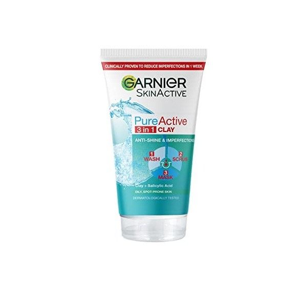 Garnier Pure Active Nettoyant Quotidien Profond Imperfections Et Brillance, 150 Ml Lot De 1 , Lemballage peut varier Gommage ...