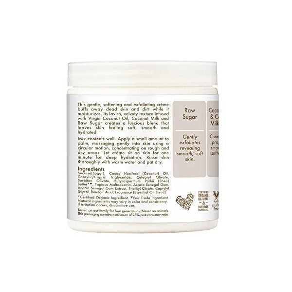 Shea Moisture 100 Percent Virgin Coconut Oil Daily Hydration Creme Sugar Gomage Gommage / Exfoliants
