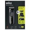 Braun Série 3 3000BT Shave N Style Tondeuse à barbe Utilisation à sec ou sous leau Noir 1 mm, 7 mm, Noir, Acier inoxydable,