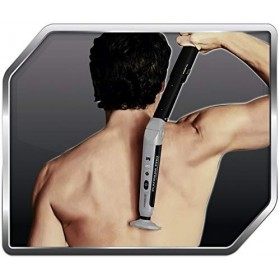 PLATINUM PRO by MANGROOMER - Rasoir arrière avec 3 têtes flexibles amortisseurs, charnière puissante, poignée de portée, étui