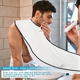 Conlide Tablier à Barbe, Tablier à Barbe avec Peigne de Rasage Professionnel Attrape-Coupures, Encolure Réglable Cape de Barb