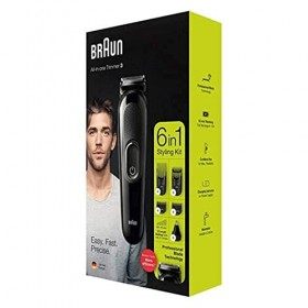 Braun – Tondeuse à barbe et tondeuse à cheveux pour homme 6 en 1, 5 attaches, tondeuse pour le corps, noir/vert - MGK3220