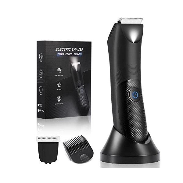 LURNOFY Tondeuse Corps Homme Rasoir Partie Intime, Tondeuse Électrique Rechargeable sans Fil, Étanche IPX7, avec Lame en Céra