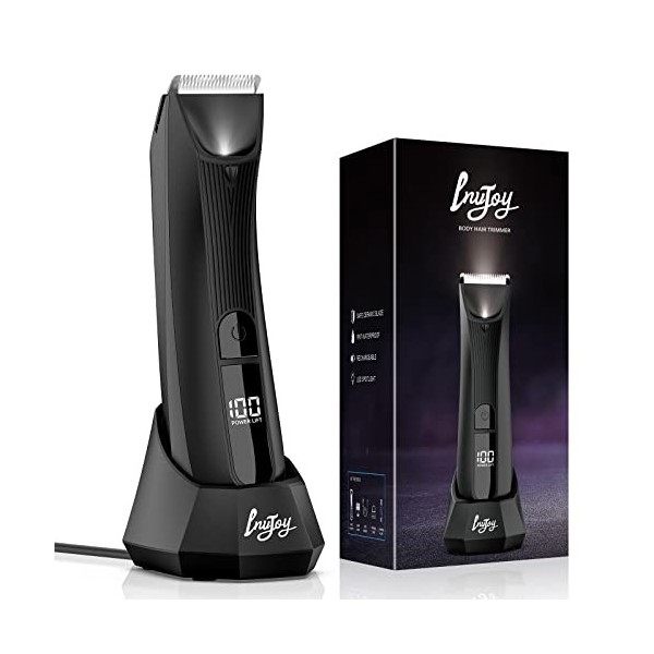 INVJOY Tondeuse pour le corps pour homme, tondeuse à cheveux étanche IPX7 avec station de recharge, lame en céramique remplaç