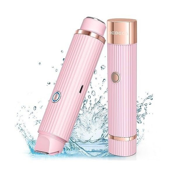 HEBECA Tondeuse de bikini 2 en 1 pour femme – Rechargeable, étanche IPX7, toiletteur pubien humide/sec, épilation lisse et in