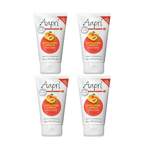 4 x Aapri Exfoliating Apricot Face Facial Scrub Cream 150ml New Improved Formula Gommage / Exfoliants