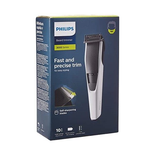 Philips Beard Trimmer Série 3000, Tondeuse Barbe avec Technologie Lift & Trim Modéle BT3206/14 
