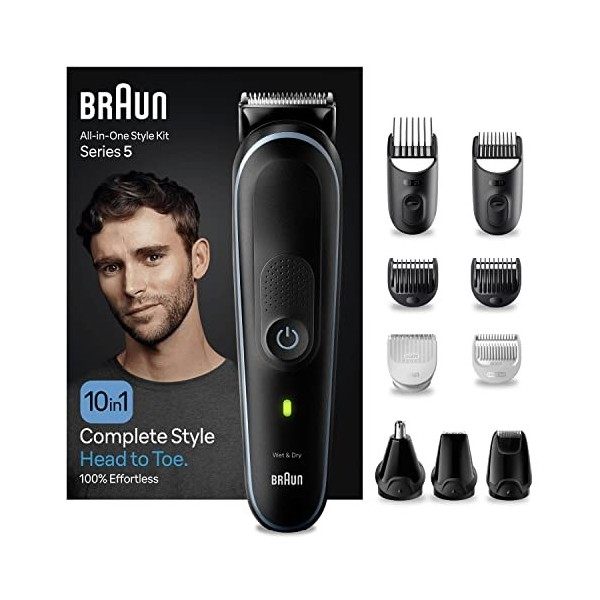 Braun 10-En-1 Tondeuse Électrique Pour Hommes, Series 5, Kit Styling Quotidien Pour Hommes, Pour Tailler La Barbe, Raser Le C