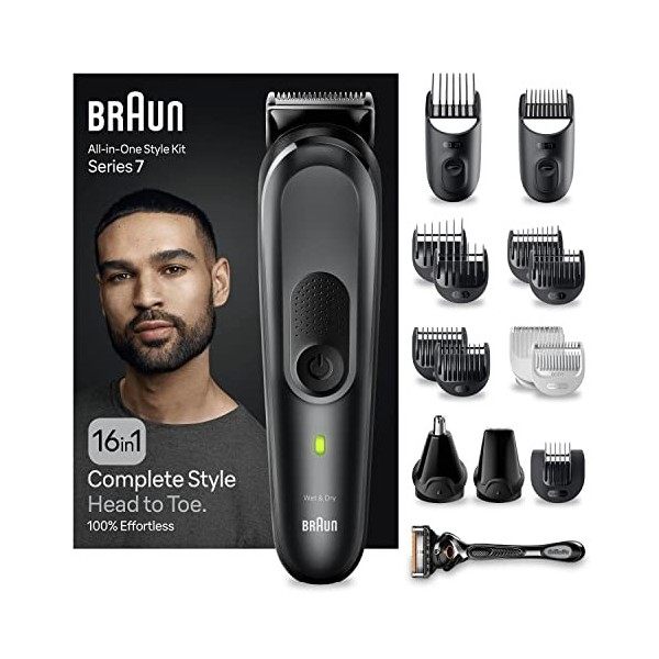 Braun Tondeuse Tout-En-Un Series 7 MGK7470, 16-en-1 Kit Pour Barbe, Cheveux, Corps & Bien Plus