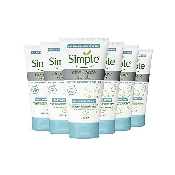 Simple Daily Skin Detox Clear Pore Scrub 150 ml Lot de 6 Gommage / Exfoliants