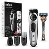 Braun 5 Tondeuse Électrique Homme Cheveux Et Barbe, Noir/Argent Métallisé, Lames Affûtées Et Inusables, 39 Réglages De Longue