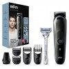 Braun 3 Tout-En-Un, Tondeuse Électrique À Barbe 7-en-1 Pour Homme, Tondeuse Pour Visage, Cheveux, 5 Accessoires, Noir/Bleu, M