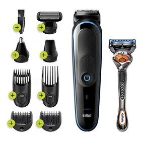 Braun 5 Tout-En-Un Tondeuse Homme Cheveux Et Corps, Tondeuse Électrique, 9-En-1 Avec 7 Accessoires Et Moteur Adaptif, MGK5280