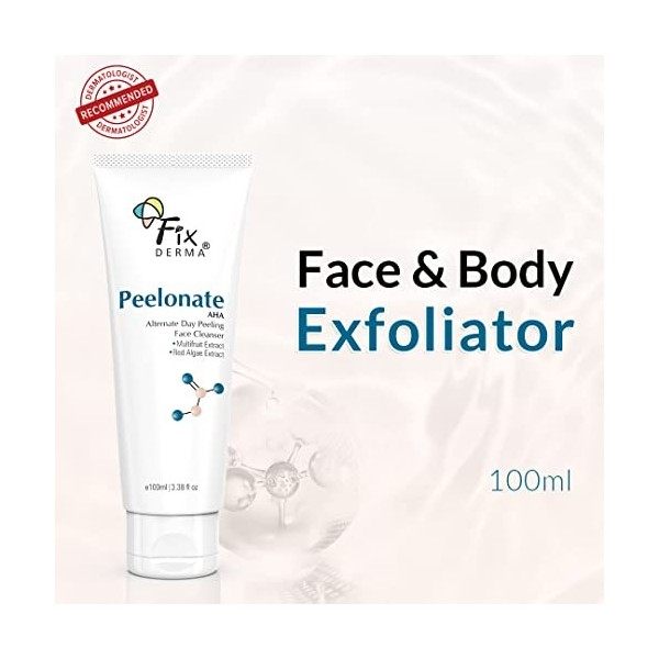 FIXDERMA Nettoyant visage Peelonate AHA | Exfoliant visage | Fournit de lhydratation | Agent éclaircissant pour la peau, Tei ...