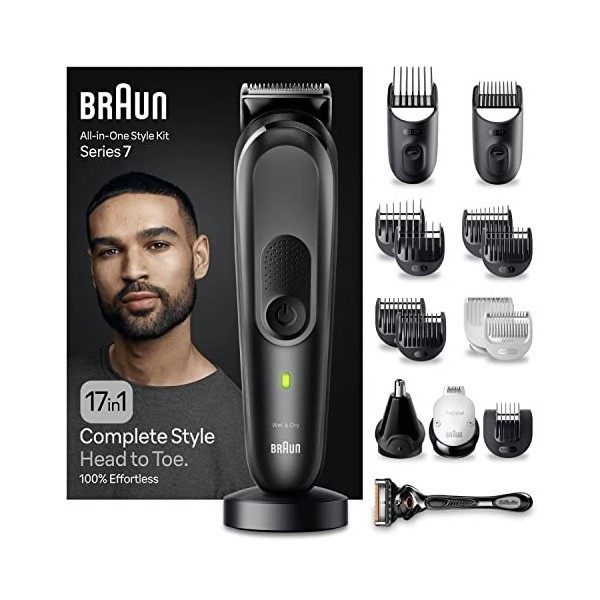 Braun 17-En-1 Tondeuse Électrique Pour Hommes, Series 7, Kit Styling Quotidien Pour Hommes, Pour La Barbe, Le Corps, Les Chev