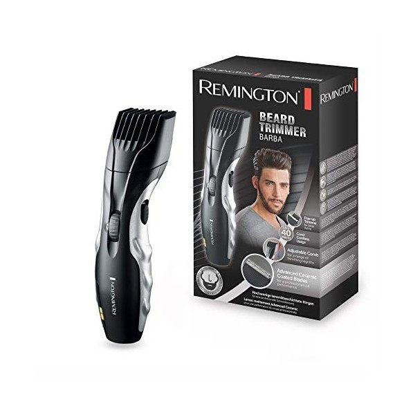 Remington Tondeuse Barbe [Utilisation facile] Beard Trimmer Ergonomique, Lames Céramique Auto-Affûtées & Auto-Lubrifiées, Sa