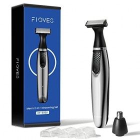 FLOVES Tondeuse Hommes pour Barbe Corps - avec Tondeuse Poils de Nez, Lame à Double Face, 3 Peignes de Longueur et Serrure de