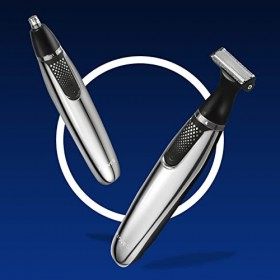 FLOVES Tondeuse Hommes pour Barbe Corps - avec Tondeuse Poils de Nez, Lame à Double Face, 3 Peignes de Longueur et Serrure de