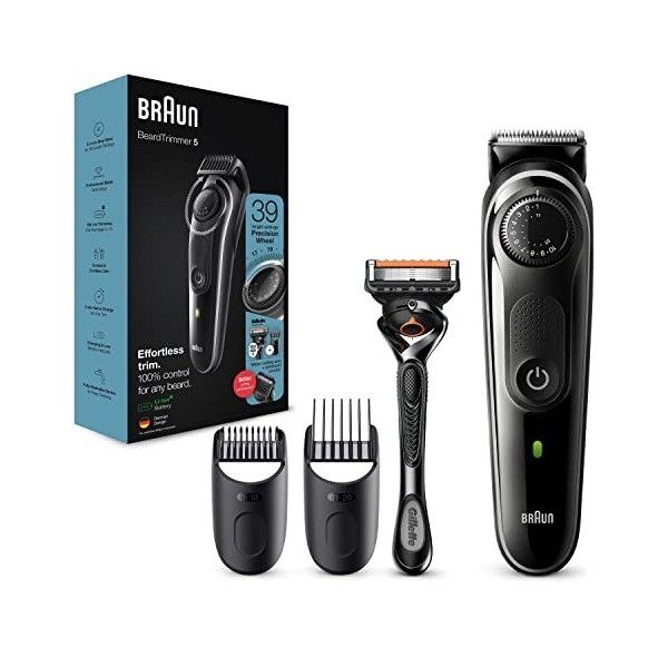 Braun Tondeuse Électrique Homme, Barbe et Cheveux Pour Homme, Tondeuse Pour Visage, Lames Affûtées Inusables, 39 Réglages de 