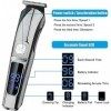 Tondeuse Barbe et Cheveux, Tondeuse Electrique Homme Professionnelle, 2 Vitesses, Ecran LED, Tondeuse Sans Fil Corps Nez Orei
