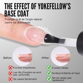 YOKEFELLOW Base Coat Vernis Semi Permanent Soak Off UV LED Vernis à Ongles Gel Semi PermanentGel Nail Polish Manucure1 Pcs 10