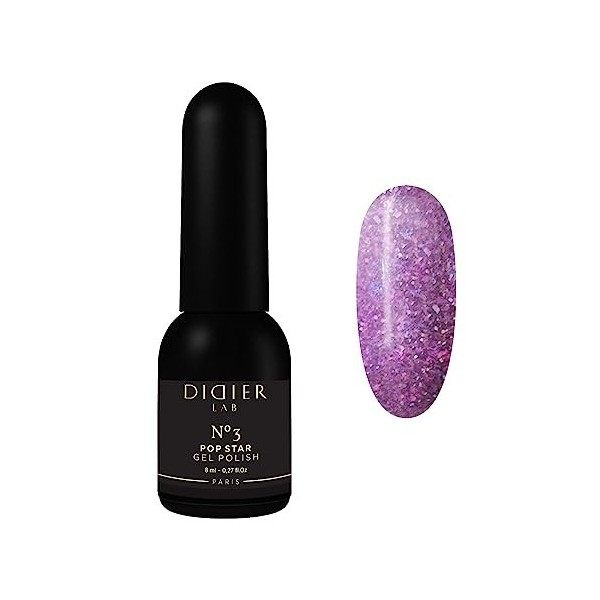 DidierLab – Gel Polish Pop Star No1 – Vernis Semi-Permanent au Reflet Brillant Platinium pour Manucure Professionnelle– Paill