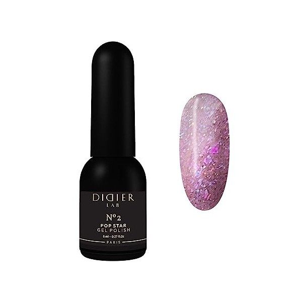 DidierLab – Gel Polish Pop Star No1 – Vernis Semi-Permanent au Reflet Brillant Platinium pour Manucure Professionnelle– Paill