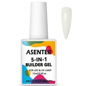 ASENTER 15 ml Blanc Laiteux Builder Gel Ongle, Extend Gel, Gel de Construction Ongle UV, Rubber Base pose Americaine, Colle G