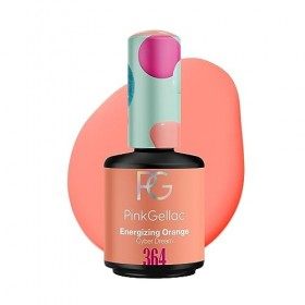 Pink Gellac Vernis Semi Permanent - Energizing Orange 15 ml - Vernis Semi-Permanent Orange Facile à Utiliser – Une Base de Ve
