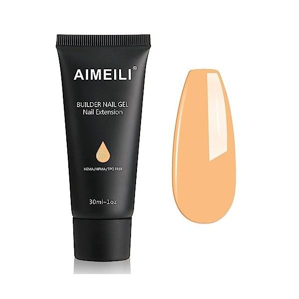 AIMEILI Extention Gel pour Ongles Pailleté Flash, Naturel Nude Rose Builder Construction Gel 30ml Faux Ongles Quick Building 