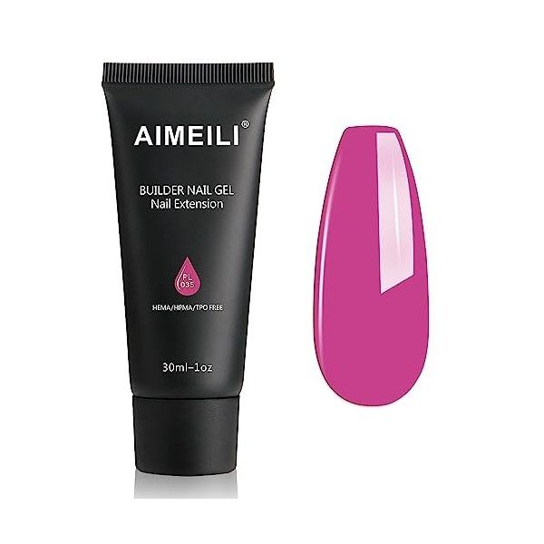 AIMEILI Extention Gel pour Ongles Pailleté Flash, Naturel Nude Rose Builder Construction Gel 30ml Faux Ongles Quick Building 