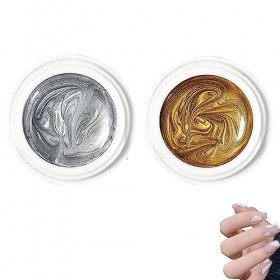 Gel Paint Nail Art - Vernis À Ongles Gel Peint Argent Doré - Nail Art Liner Gel - Gel De Peinture À Ongles Métallique - Gel À