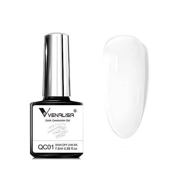 VENALISA Gel Construction Ongle UV 6PCS Builder Gel natur couleur blanc white fumé Vernis Gel UV Semi Permanent pour Réparati