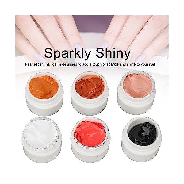 ANGGREK Ensemble de Vernis à Ongles Gel, 6 Couleurs Gel Ongles Nacrés Blanc Noir Rouge Orange Rose Marron Scintillant Brillan