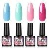 PEACECOLOR Kit de vernis à ongles gel 4 couleurs 7 ml avec lampe LED 6 W pour ongles DIY