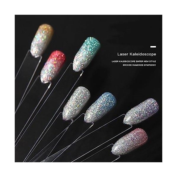 Vernis à ongles réfléchissant, Gel Polonais Paillettes, Vernis à ongles colle effet holographique magique formule à faible od